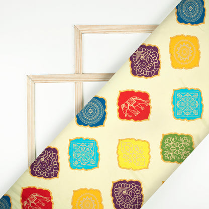 Trendy Ethnic Digital Print  Viscose Natural Crepe Fabric