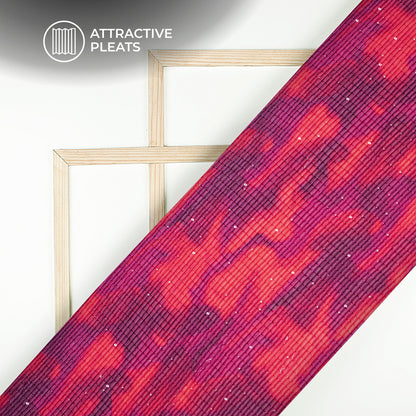 Stunning Tye And Dye Pleated Sequins Georgette Fabric