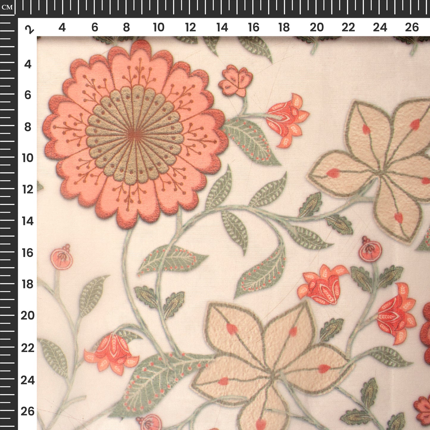 Sandstone Orange Daman Digital Print Matt Organza Fabric