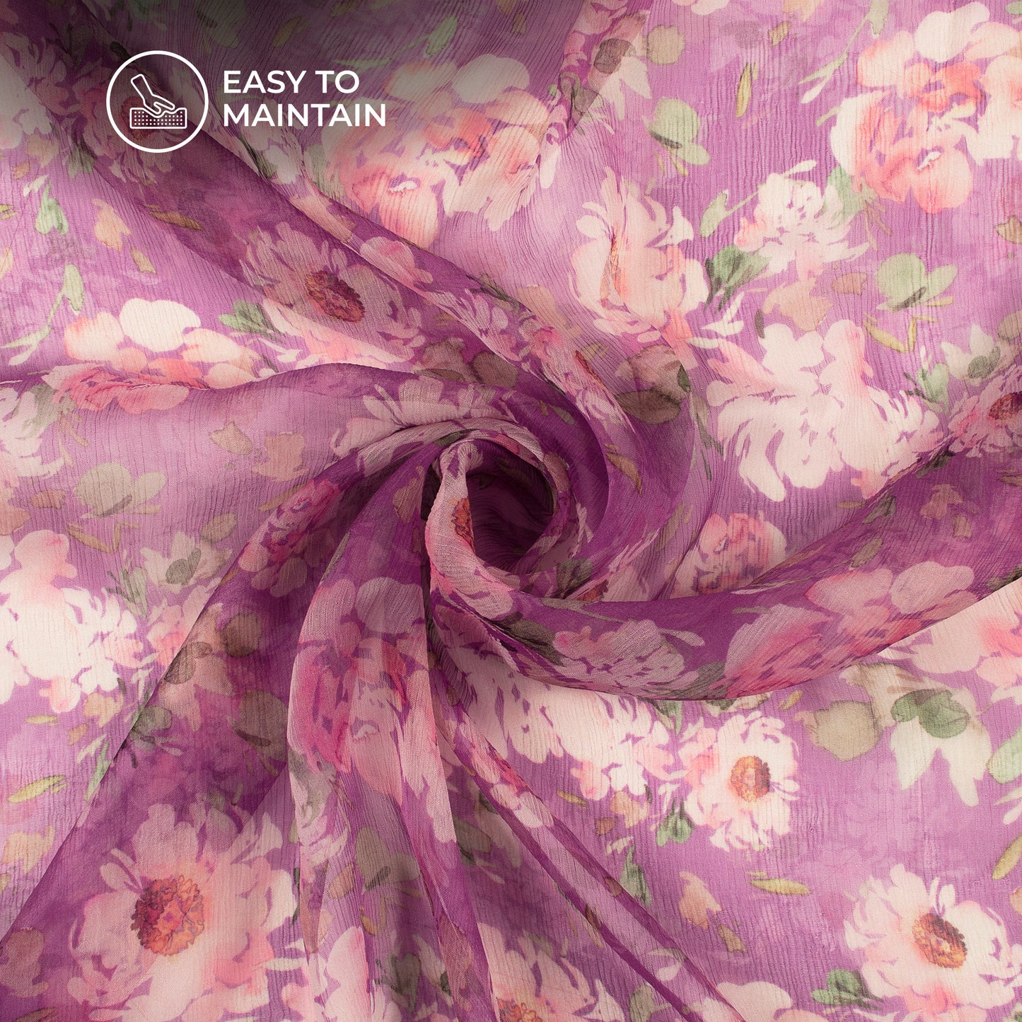 Botanical Beauty: Floral Digital Print Bemberg Chiffon Fabric