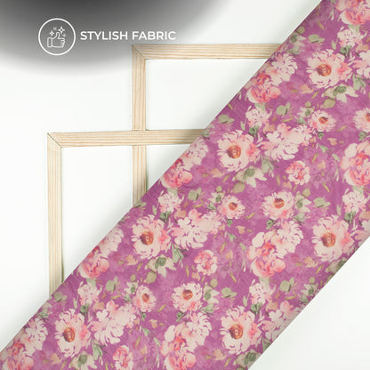 Botanical Beauty: Floral Digital Print Bemberg Chiffon Fabric