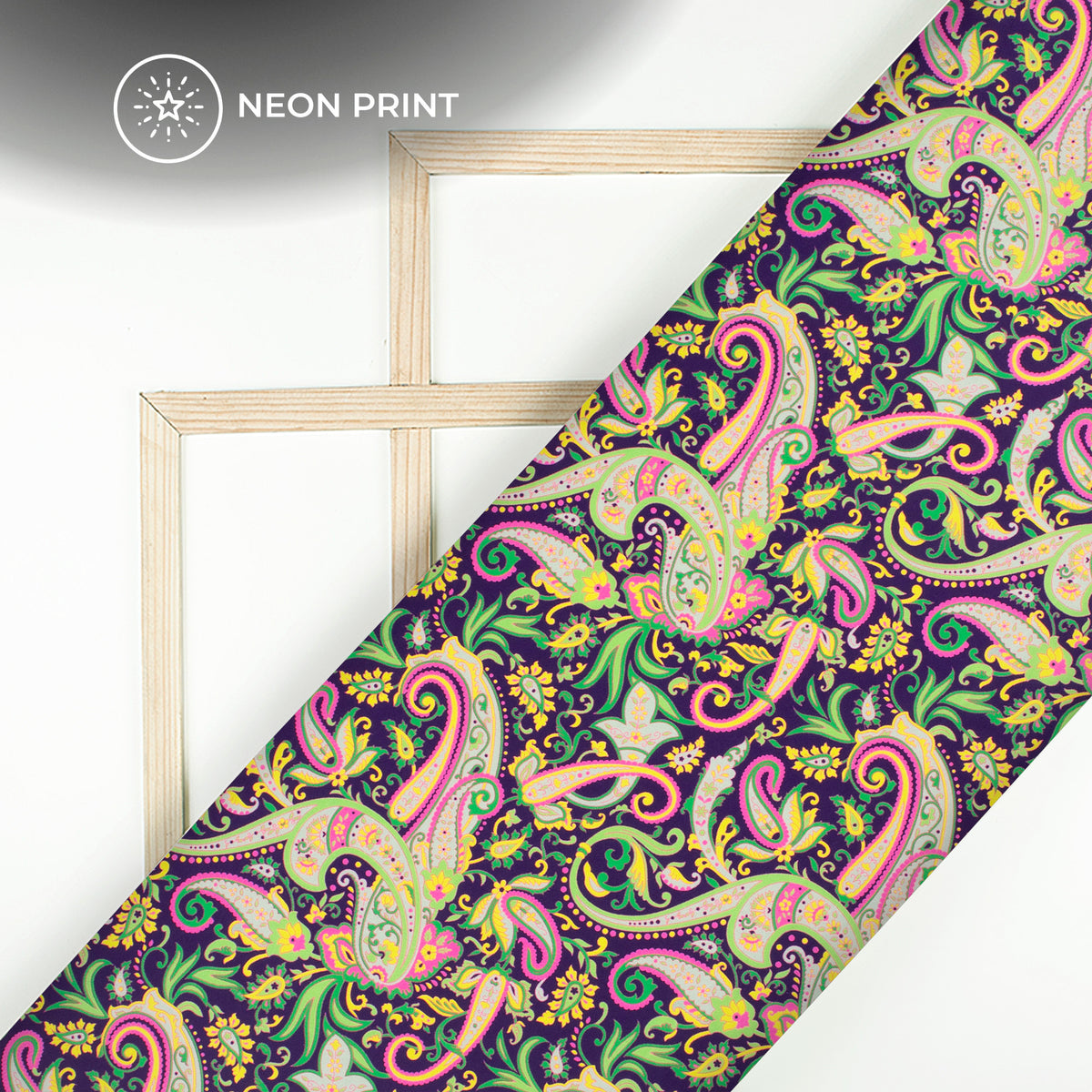 Neon Twilight Paisley Digital Print Rayon Fabric