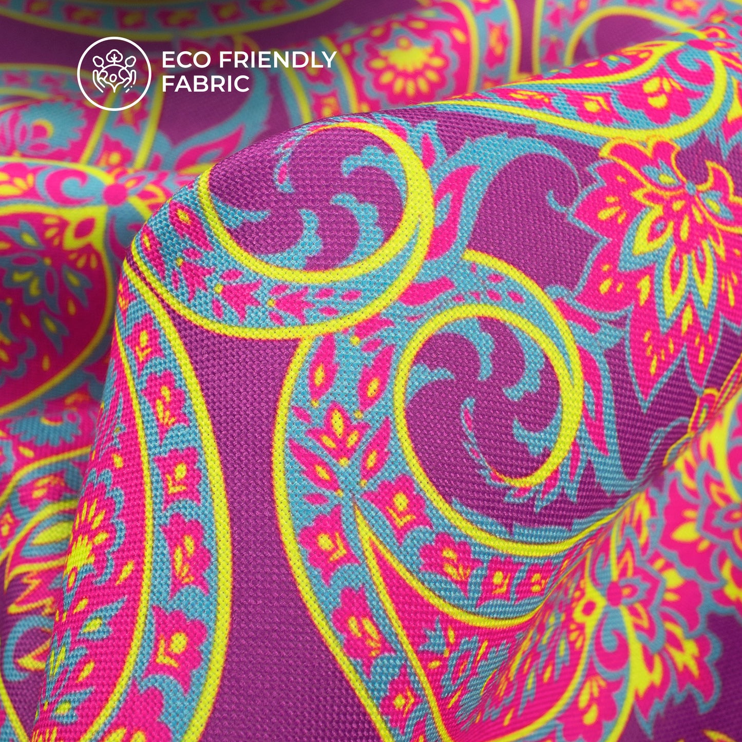 Neon luminance Paisley Digital Print Rayon Fabric