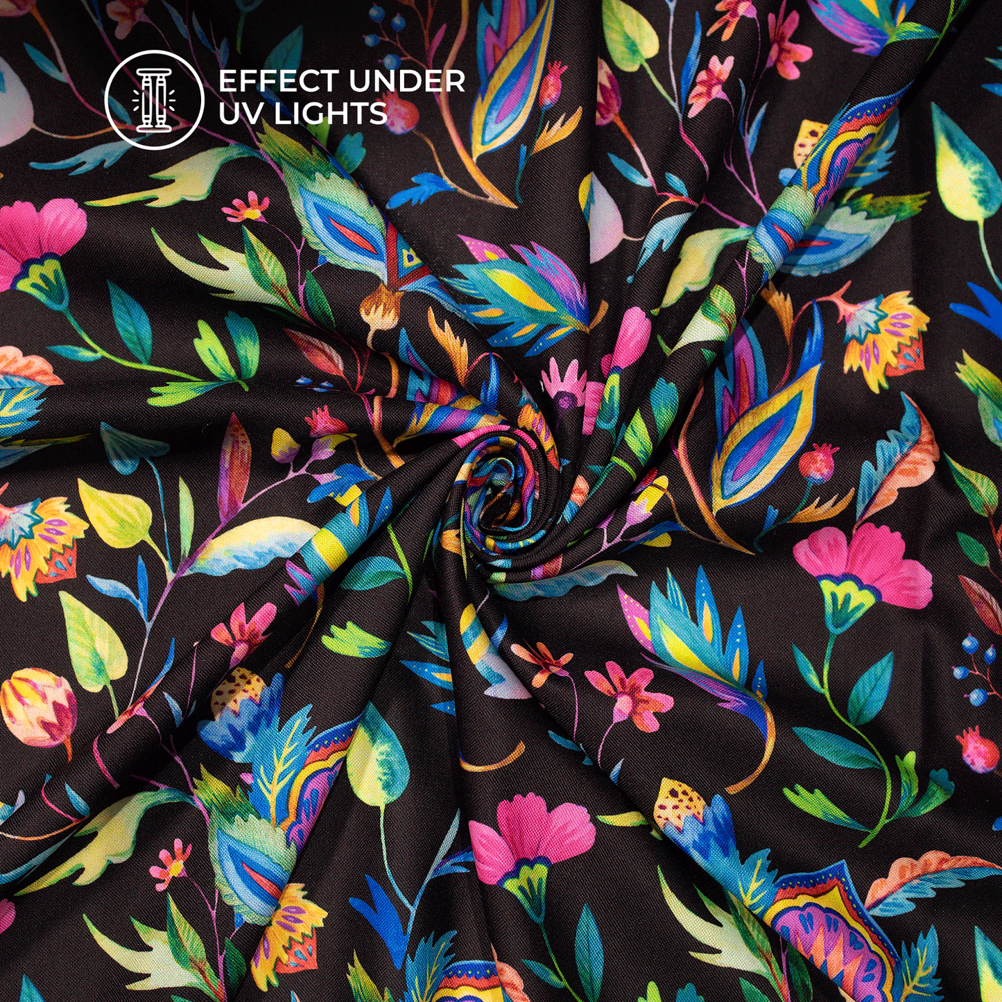 Neon Spectrum Floral Digital Print Rayon Fabric