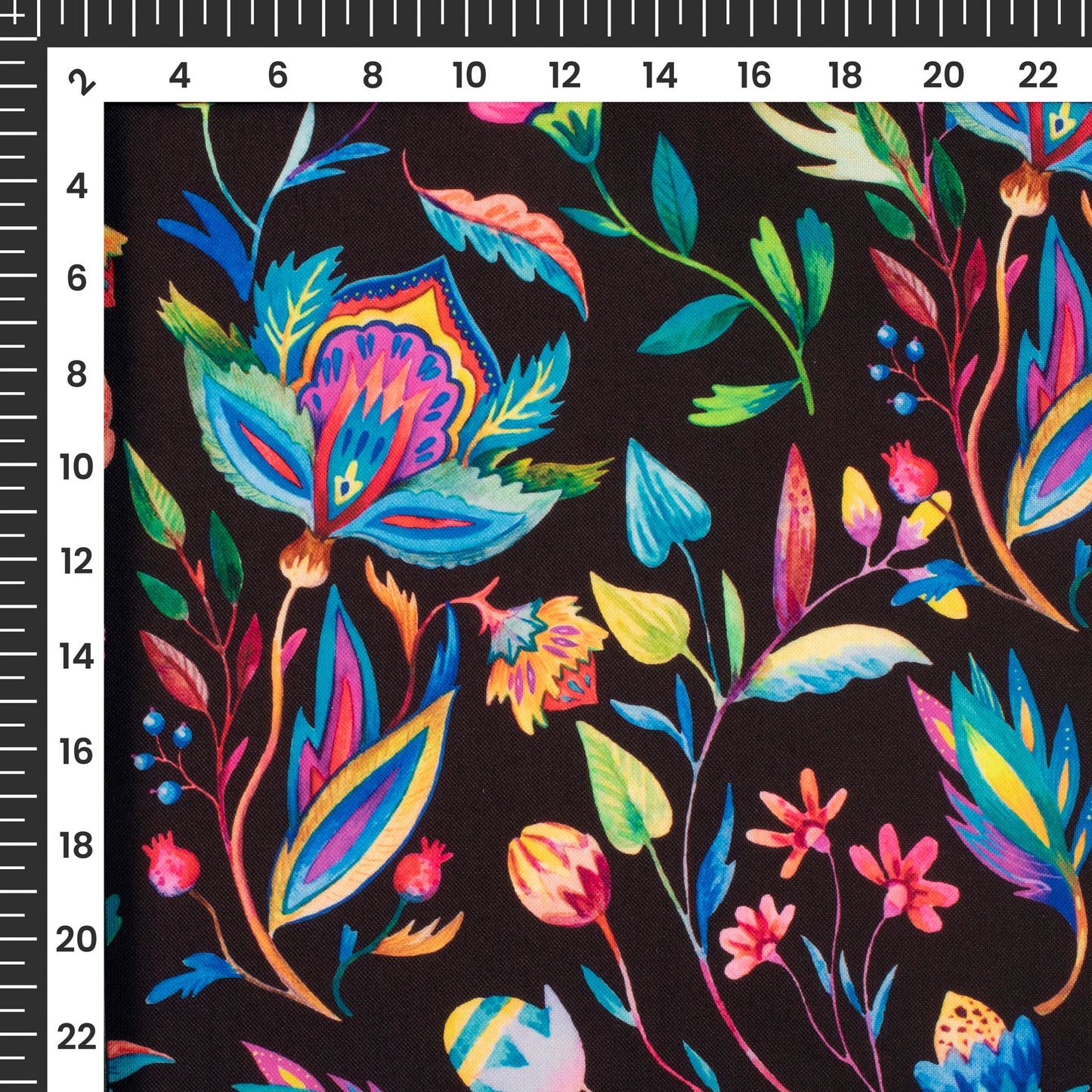 Neon Spectrum Floral Digital Print Rayon Fabric