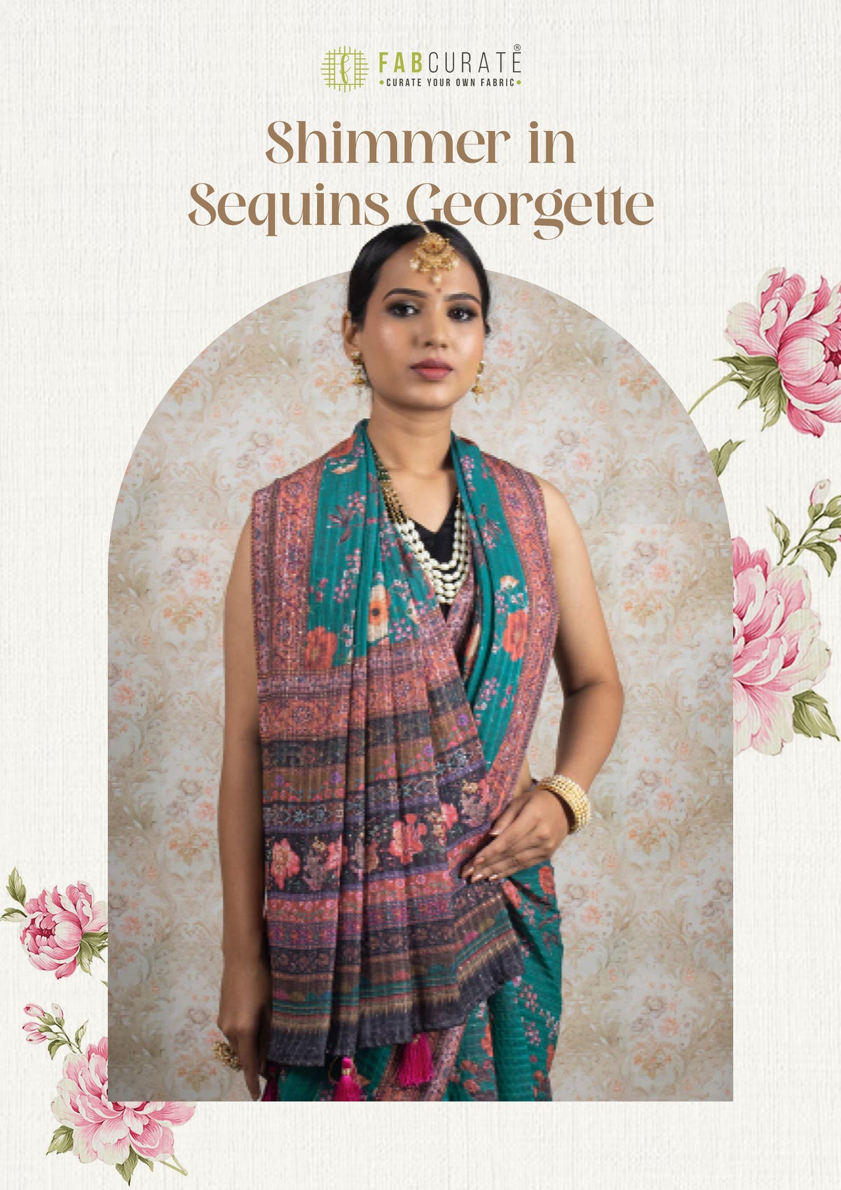 Sequins Luxe Georgette Saree Catalogue For Wholesale - Set of 5 Sarees