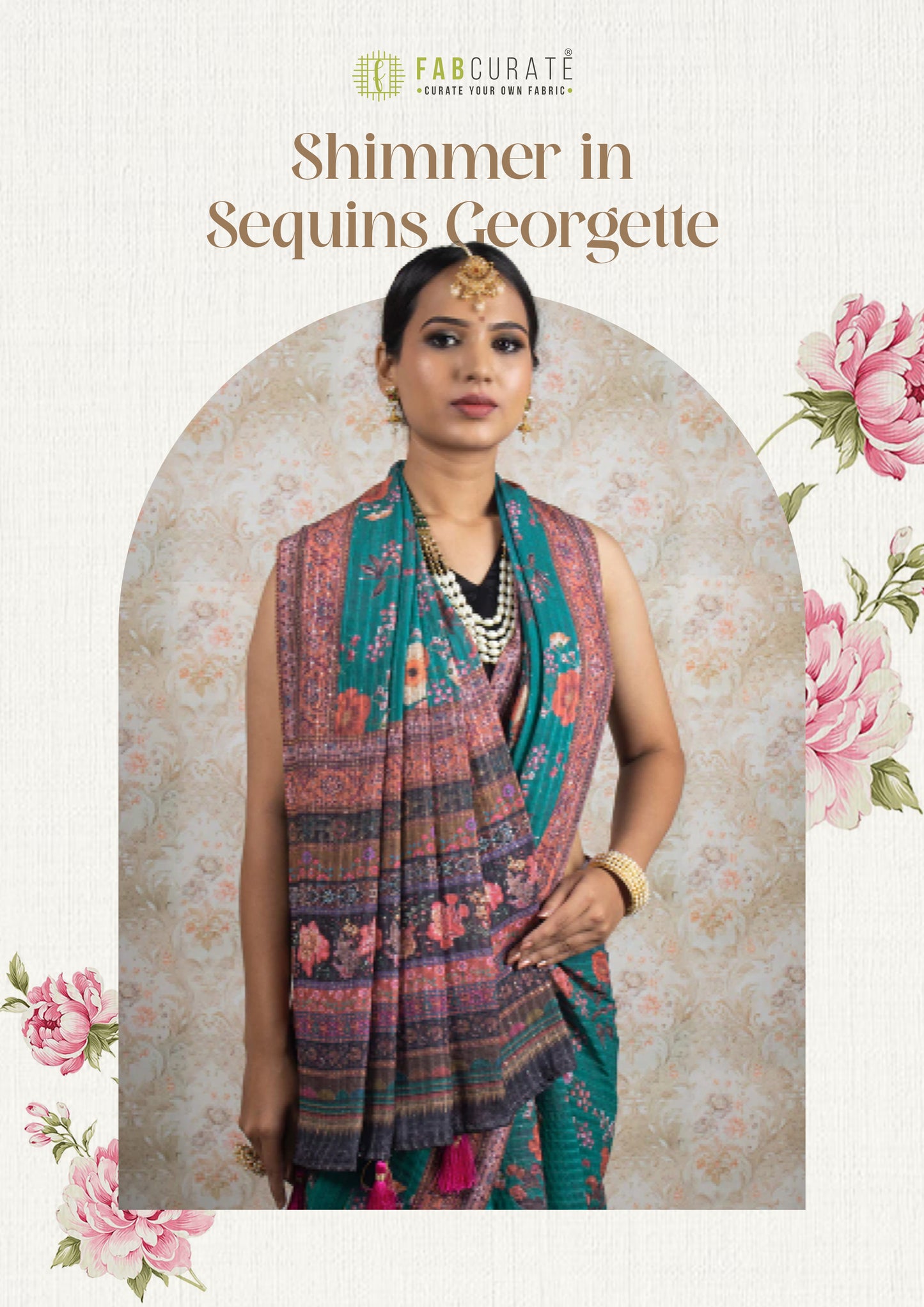 Sequins Luxe Georgette Saree Catalogue For Wholesale - Set of 5 Sarees