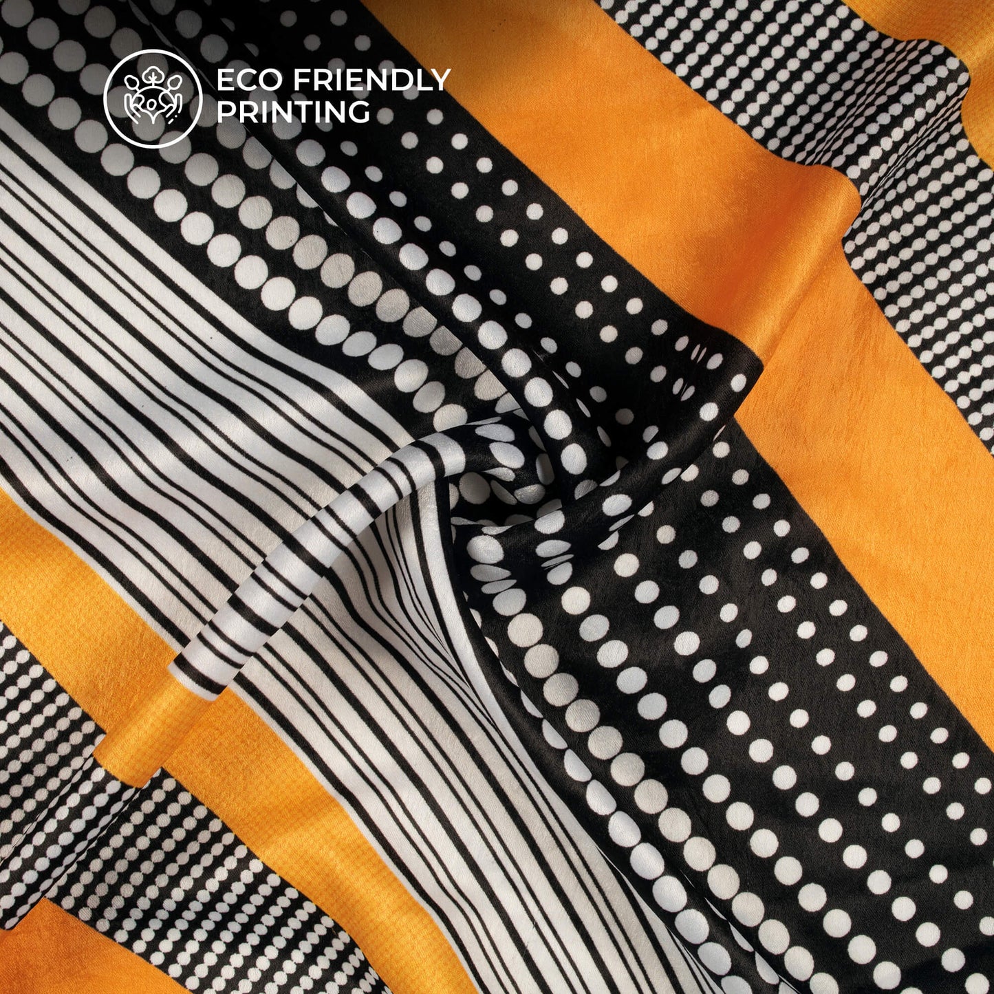 Attractive Polka Stripes Digital Print Lush Satin Fabric