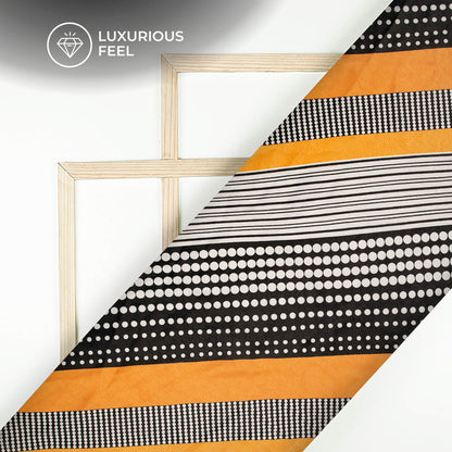 Attractive Polka Stripes Digital Print Lush Satin Fabric