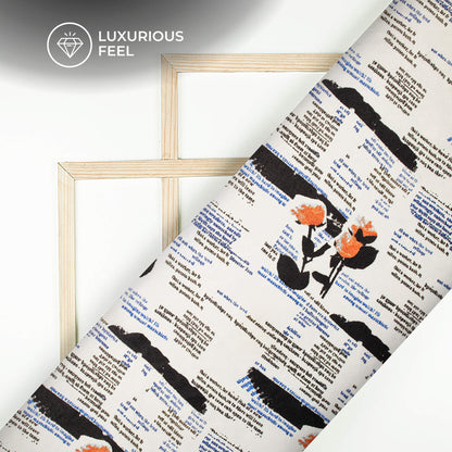 Lovely Floral Quirky Digital Print Lush Satin Fabric