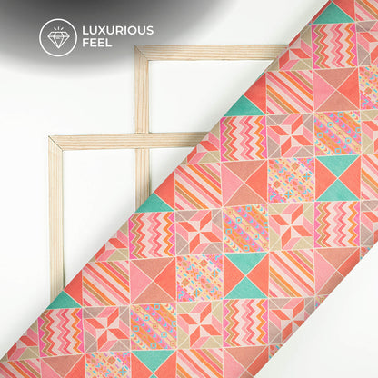 Classy Geometric Digital Print Lush Satin Fabric
