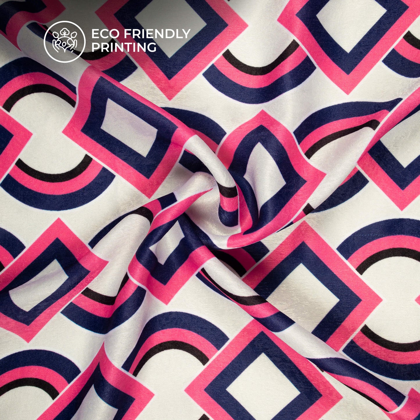 Smart Geometric Digital Print Lush Satin Fabric