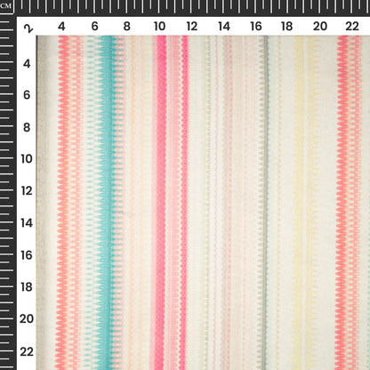 Classy Zig Zag Stripes Digital Print Lush Satin Fabric