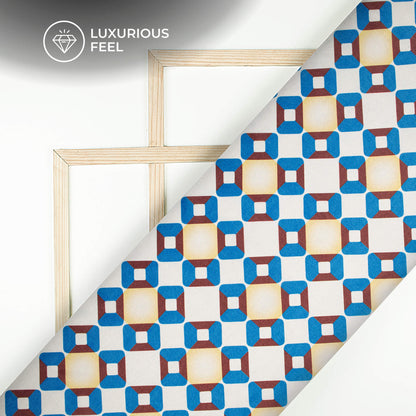 Spiffy Geometric Digital Print Lush Satin Fabric