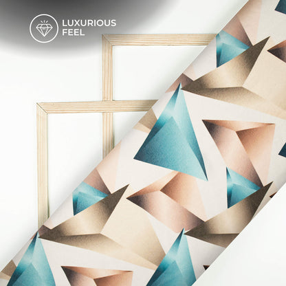 Trendy 3D Triangles Digital Print Lush Satin Fabric