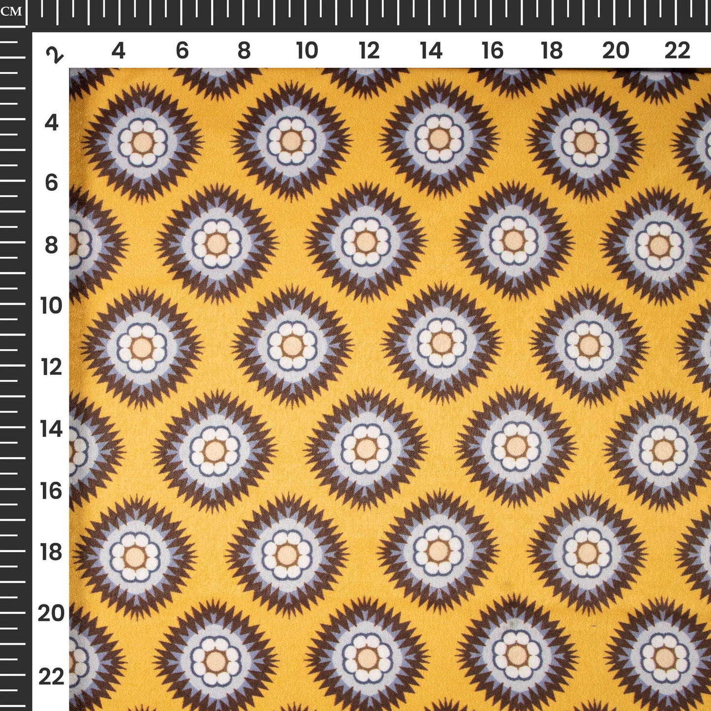 Geometric Floral Digital Print Lush Satin Fabric