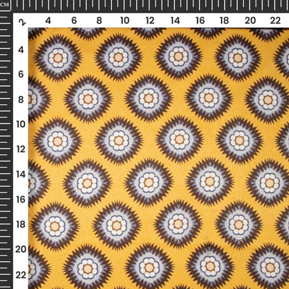 Geometric Floral Digital Print Lush Satin Fabric