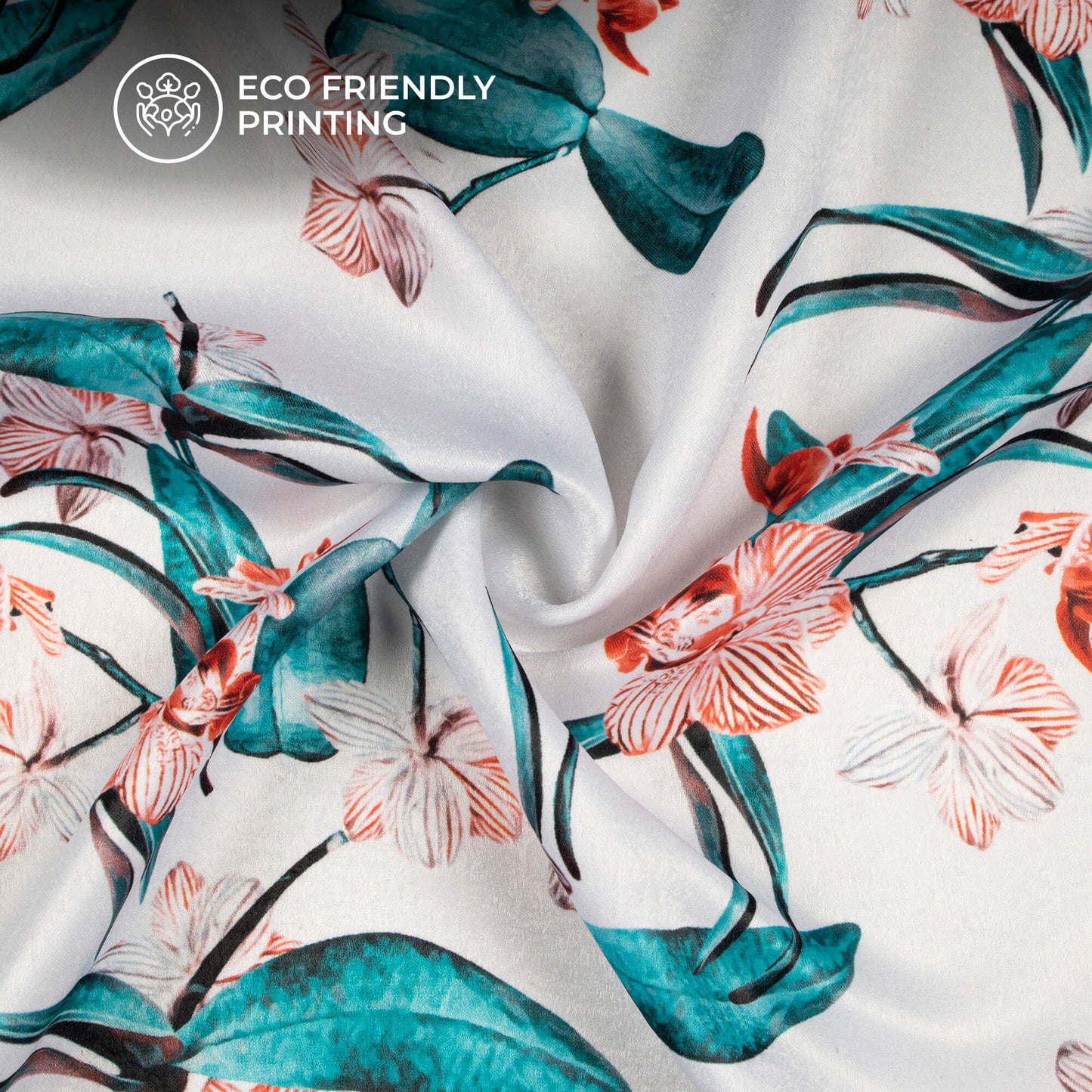 Lovely Floral Digital Print Lush Satin Fabric