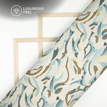 Exclusive Floral Stripes Digital Print Lush Satin Fabric
