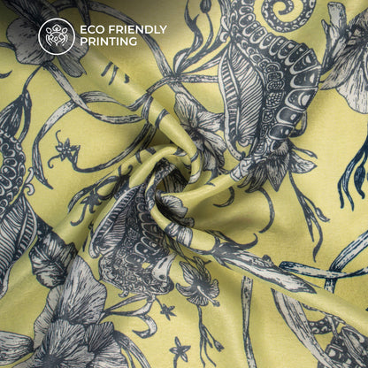 Ocean Floral Digital Print Lush Satin Fabric