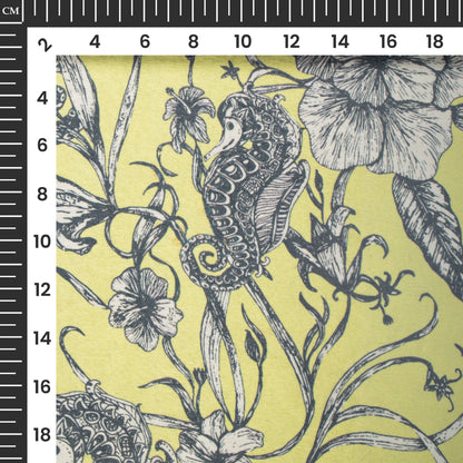 Ocean Floral Digital Print Lush Satin Fabric