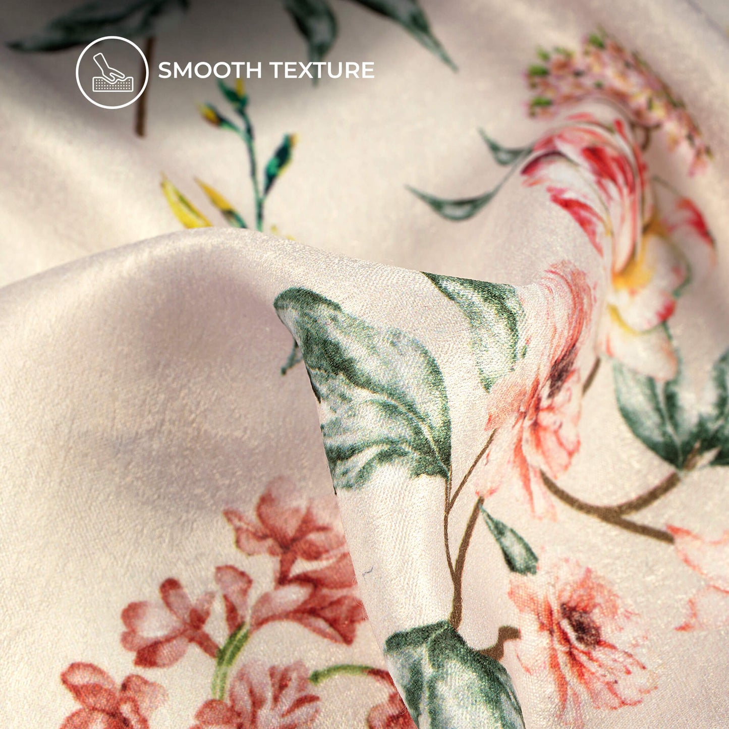Sniffy Floral Digital Print Lush Satin Fabric