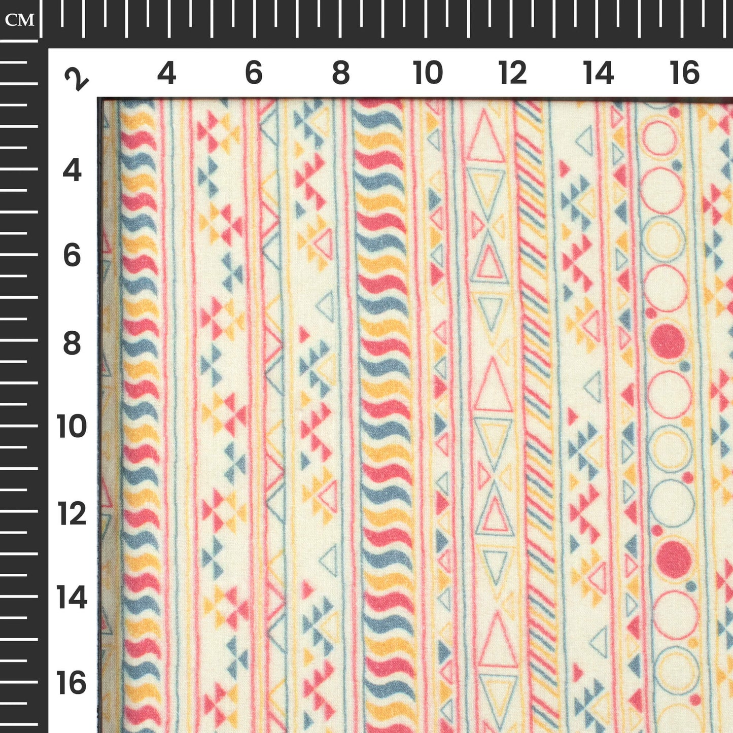 Oyster Beige And Red Stripes Digital Print Cotton Cambric Fabric
