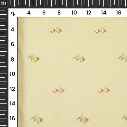 Oat Yellow And Off-White Booti Digital Print Cotton Cambric Fabric