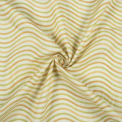 Moss Green And Cream Leheriya Digital Print Cotton Cambric Fabric