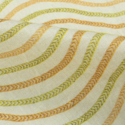 Moss Green And Cream Leheriya Digital Print Cotton Cambric Fabric