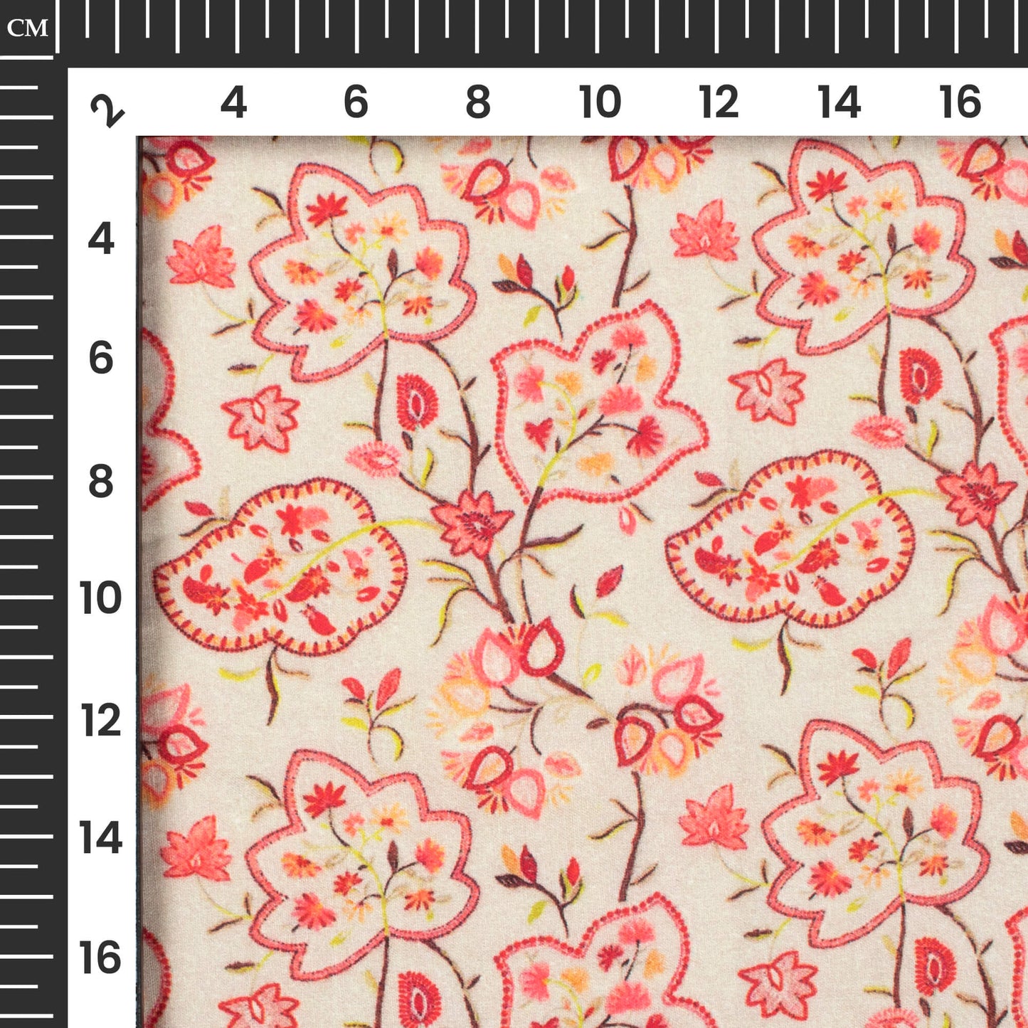 Hazelwood Beige And Pink Floral Digital Print Cotton Cambric Fabric