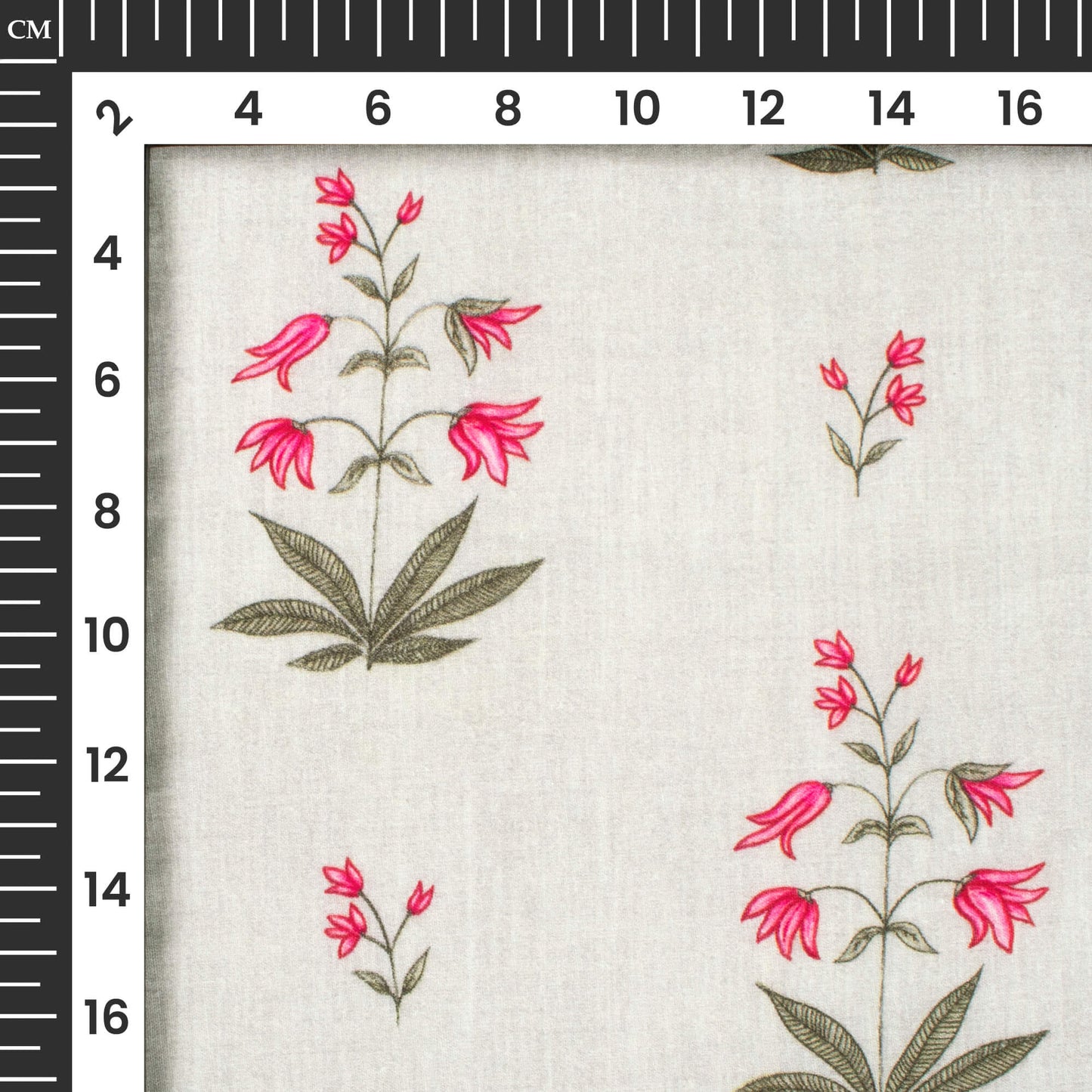 Cloud Grey And Pink Floral Digital Print Cotton Cambric Fabric