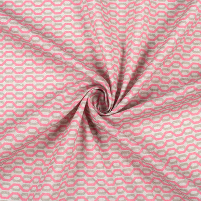 Taffy Pink And Grey Chain Digital Print Cotton Cambric Fabric