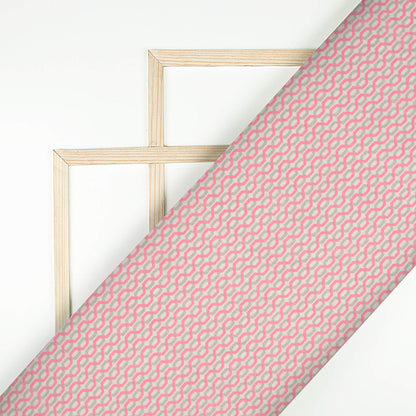 Taffy Pink And Grey Chain Digital Print Cotton Cambric Fabric