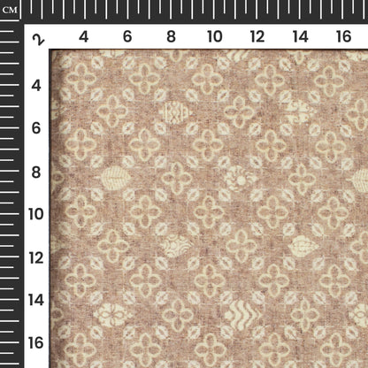 Sepia Brown And Beige Floral Digital Print Cotton Cambric Fabric