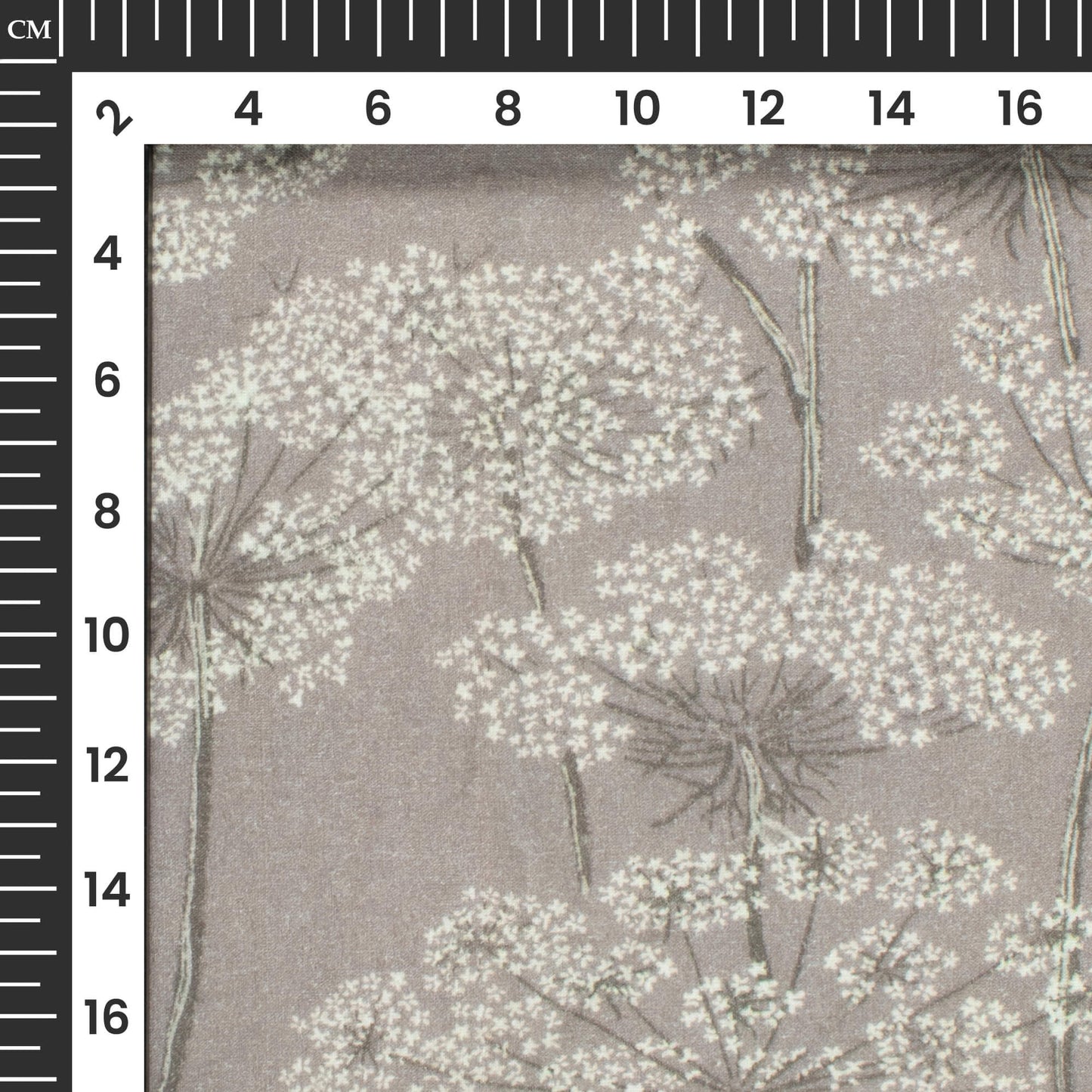 Fossil Grey And White Floral Digital Print Cotton Cambric Fabric