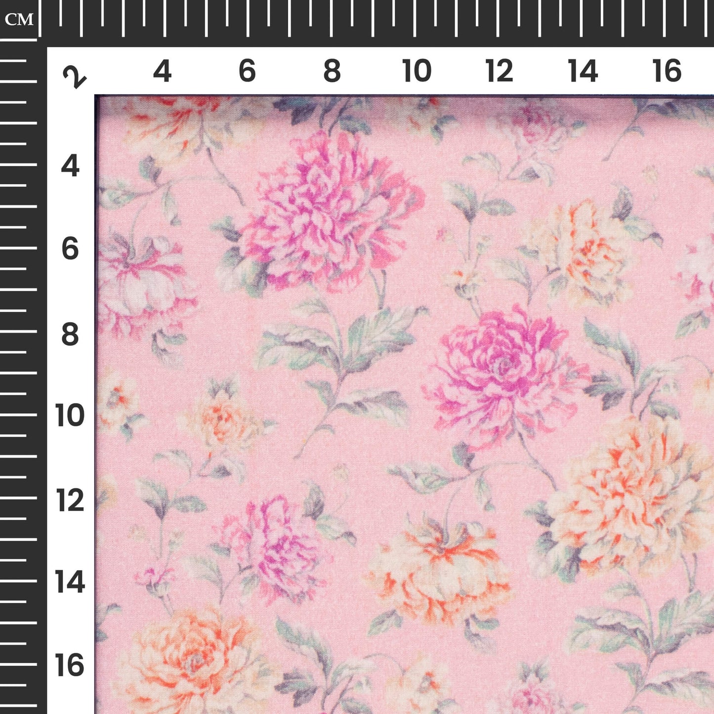 Light Pink And Yellow Floral Digital Print Cotton Cambric Fabric