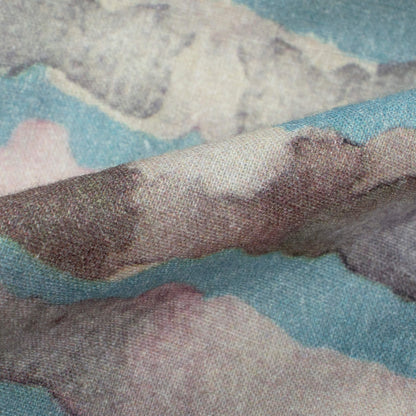 Stone Blue And Pink Stripes Digital Print Cotton Cambric Fabric