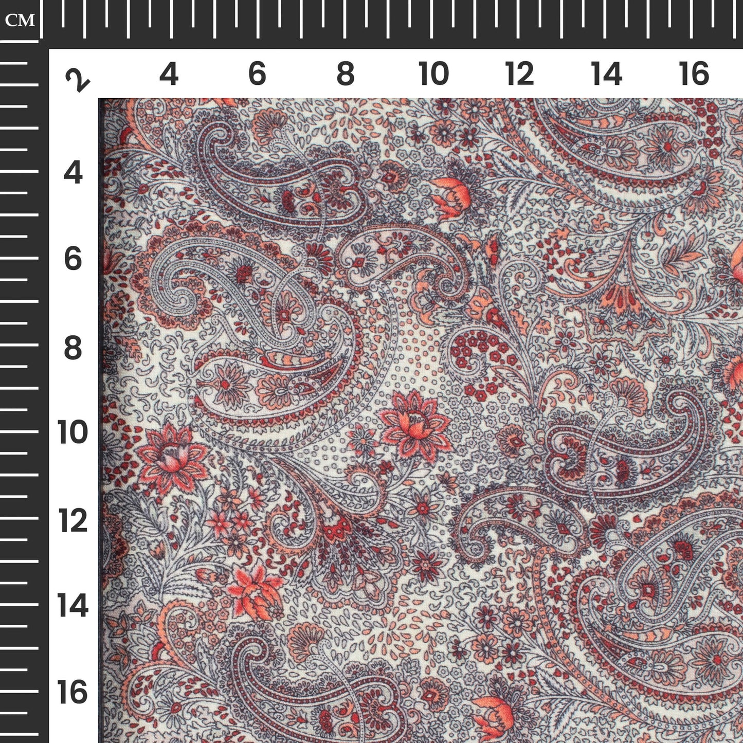 Trendy Burgundy Red Paisely Digital Print Cotton Cambric Fabric