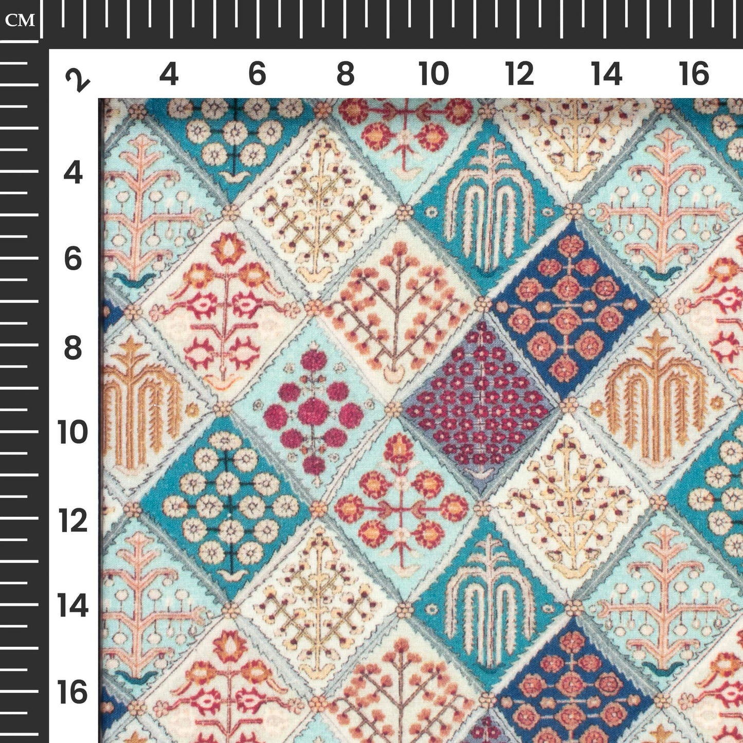 Light Blue And Maroon Floral Digital Print Cotton Cambric Fabric