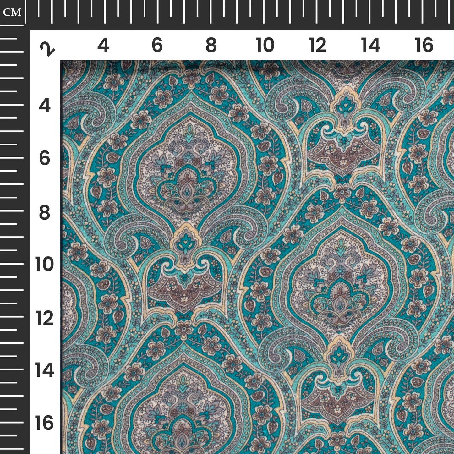 Pine Blue And Grey Ethnic Digital Print Cotton Cambric Fabric