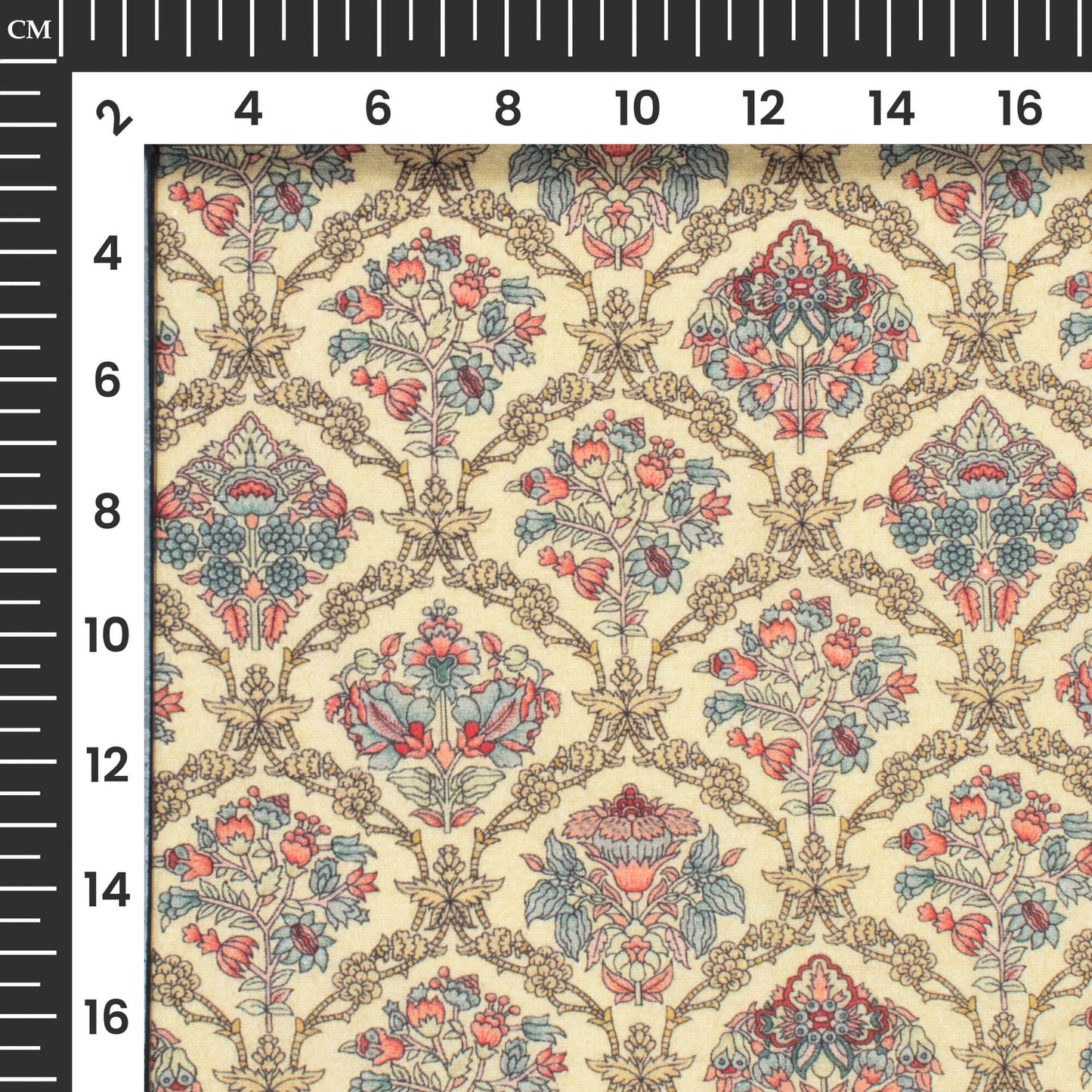 Mellow Yellow And Peach Floral Digital Print Cotton Cambric Fabric