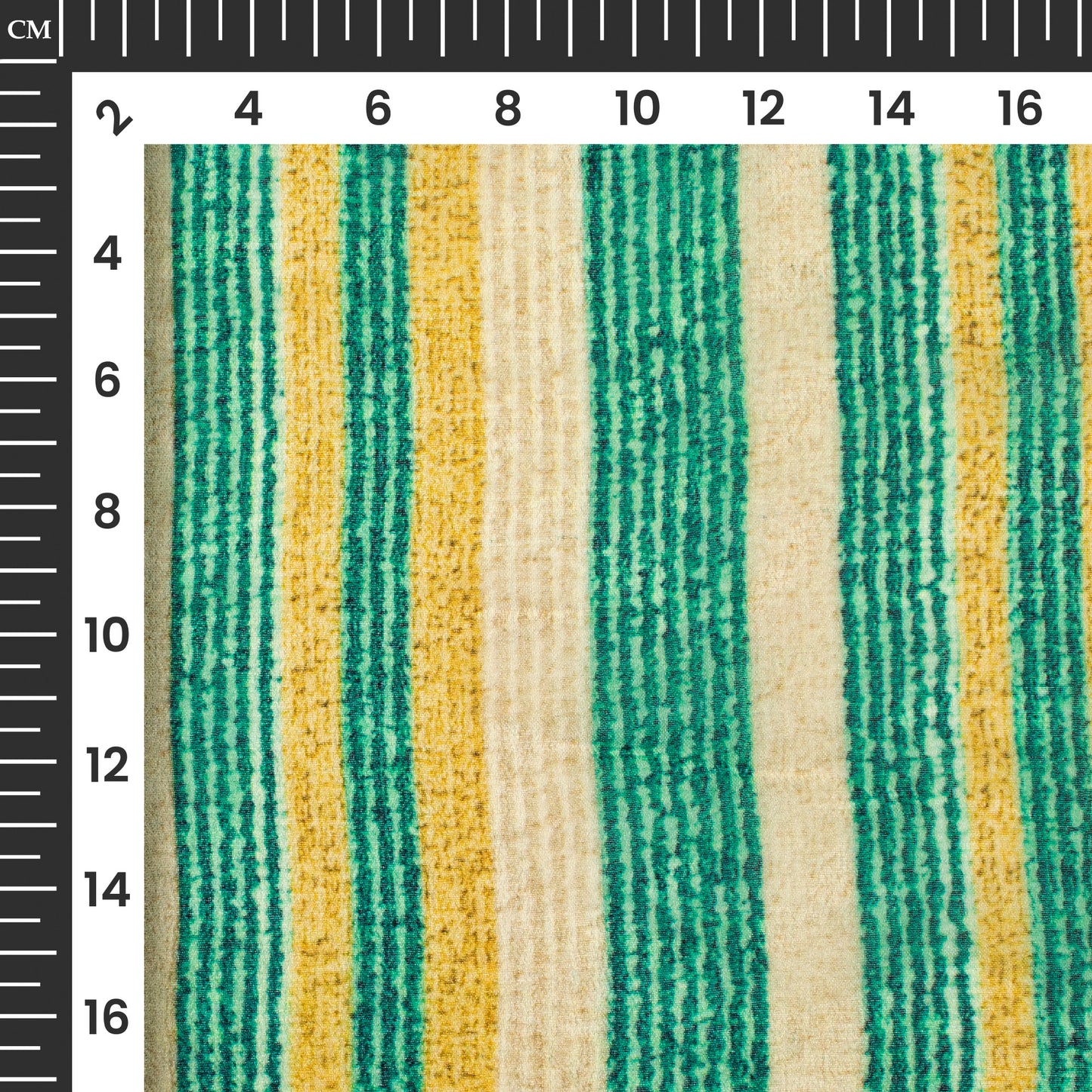 Teal Blue And Yellow Stripes Digital Print Pure Georgette Fabric