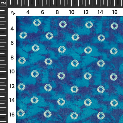 Royal Blue And White Bandhanii Digital Print Pure Georgette Fabric