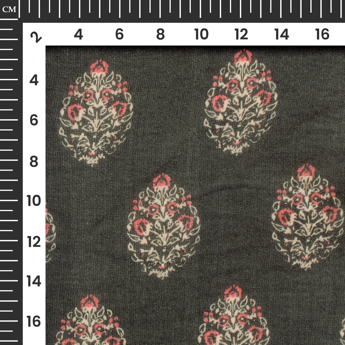 Seaweed Green And Beige Floral Digital Print Pure Georgette Fabric