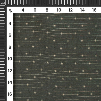 Off-White And Green Stripes Digital Print Pure Georgette Fabric