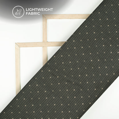 Off-White And Green Stripes Digital Print Pure Georgette Fabric