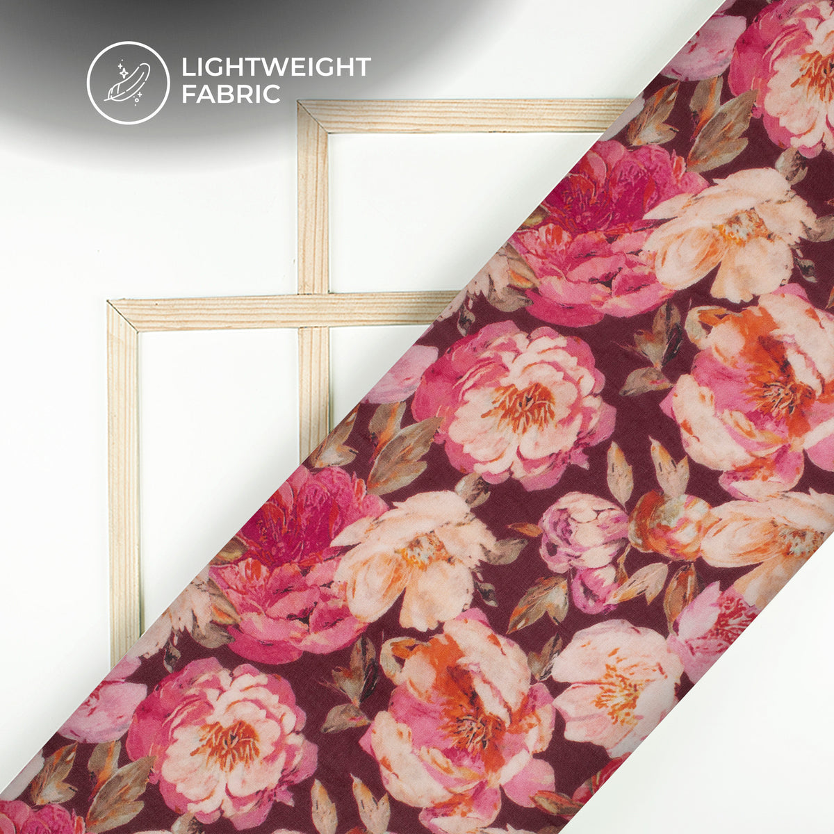 Taffy Pink And Brown Floral Digital Print Pure Georgette Fabric