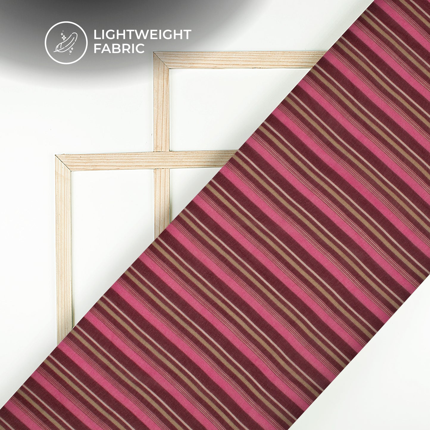 Dark Brown And Pink Stripes Digital Print Pure Georgette Fabric