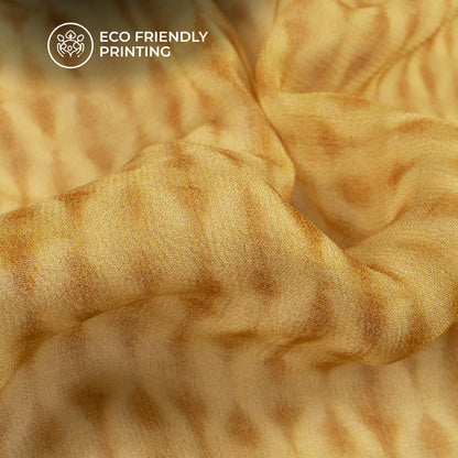 Flax Yellow And Brown Abstract Digital Print Pure Georgette Fabric